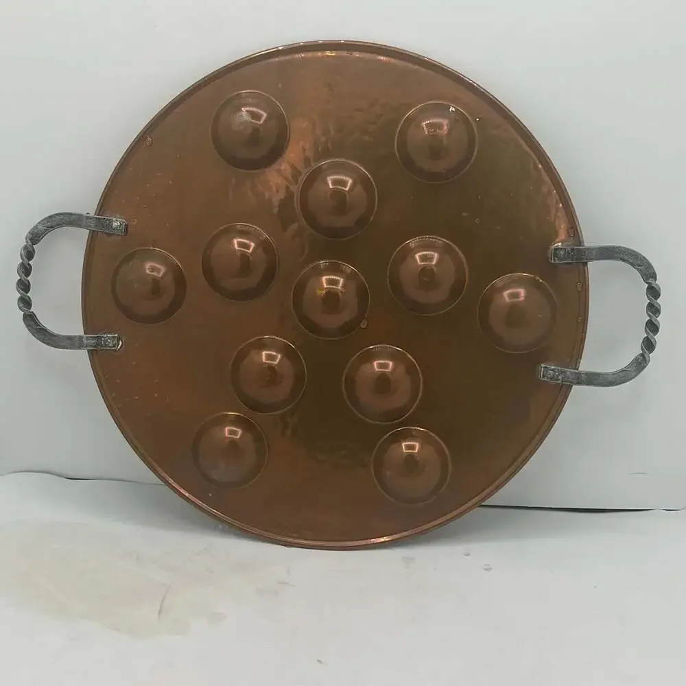 VTG 14” Round Copper Egg Poaching/Pastry Pan / Escargot Pan France